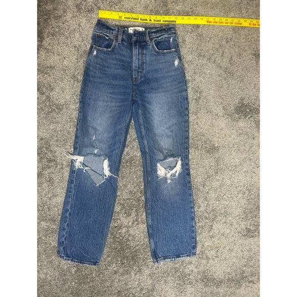 Abercrombie & Fitch Size 0 The 90s Straight Ultra High Rise Distressed - Picture 1 of 7